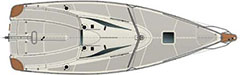 Jacht Phila 880 schemat pokładu - stocznia Delphia