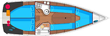 Jacht Phila 880 rzut wnętrza